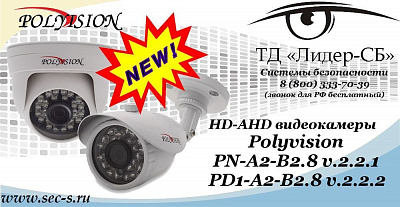 Новые HD-AHD видеокамеры Polyvision в ТД «Лидер-СБ»
PN-A2-B2.8 v.2.2.1
PD1-A2-B2.8 v.2.2.2