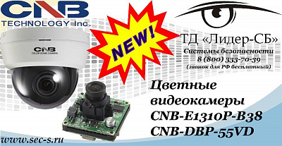 Новые цветные видеокамеры CNB в ТД «Лидер-СБ»
CNB-E1310P-B38
CNB-DBP-55VD